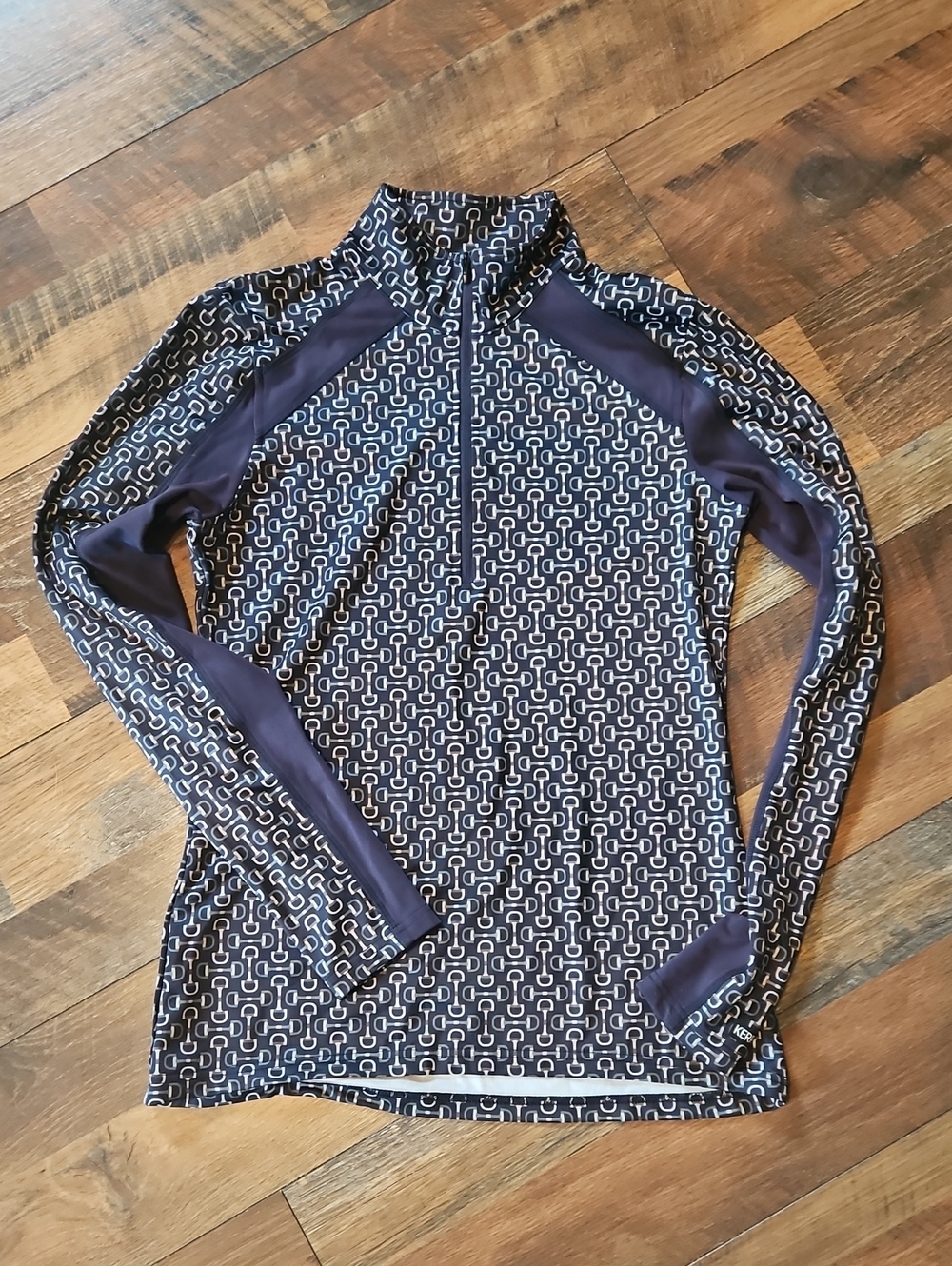 Kerrits Navy Geometric Quarter-Zip Long Sleeve Top